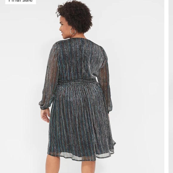 Lane Bryant Blouson-Sleeve Crinkle Knit Multi-Color Long Sleeve Midi Dress 26/28 - Picture 3 of 8